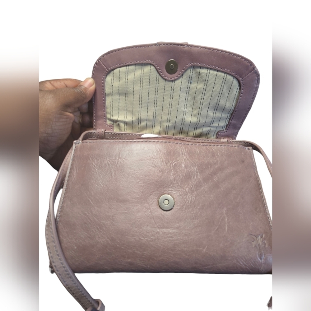 Frye Melissa Leather Wallet Crossbody Bag Purse Lilac - Picture 4 of 10